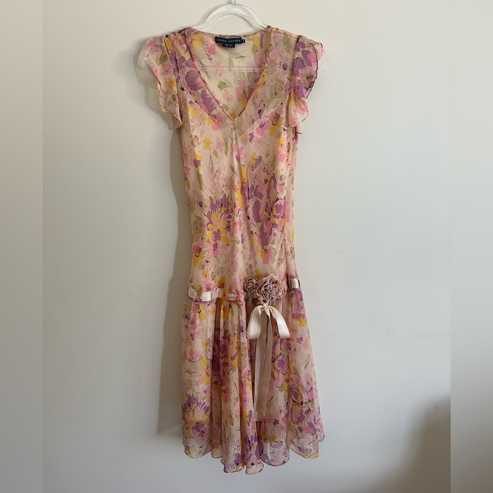 Ralph Lauren Pastel Floral Silk Dress